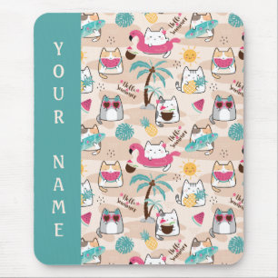 Tapis De Souris Chat Bonjour Summer Beach Kitty Vacances Souris Pa