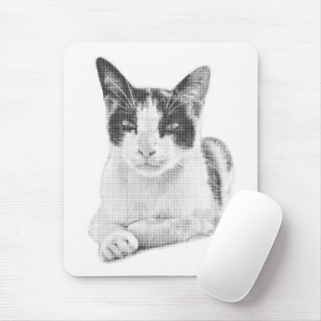 Tapis De Souris Chat calico en demi-teinte (Avec souris)