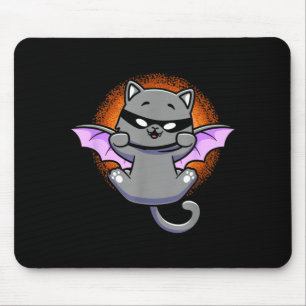 Tapis De Souris Chat Chauve-Souris Drôle Chat Noir Avec Chauve-Sou