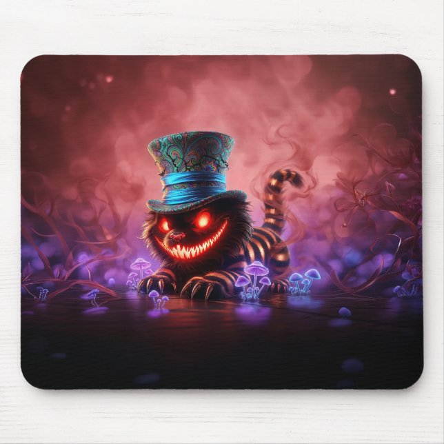 Tapis De Souris Chat Chessie Psychedelique Parmi les Champignons (Devant)