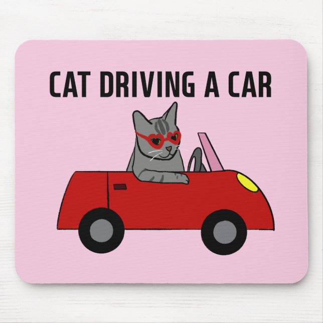 Tapis De Souris Chat conduisant une voiture (Devant)