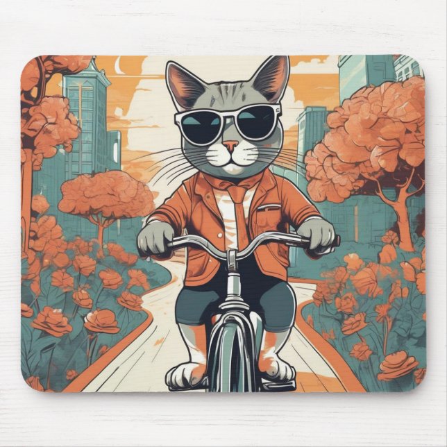 Tapis De Souris Chat cool Art Moderne Pad (Devant)