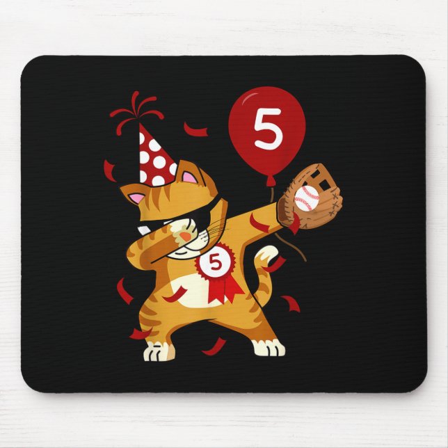Tapis De Souris Chat cool en dabbing Baseball 5e anniversaire  (Devant)