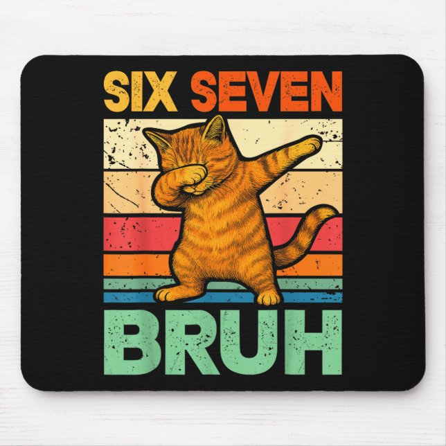 Tapis De Souris Chat Dabbing Bruh 67 Meme 6 7 Six Sept  (Devant)