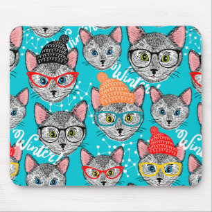 Tapis De Souris Chat dans le casquette