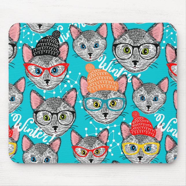 Tapis De Souris Chat dans le casquette (Devant)
