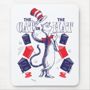 Tapis De Souris Chat dans le Casquette   Lecture de livres