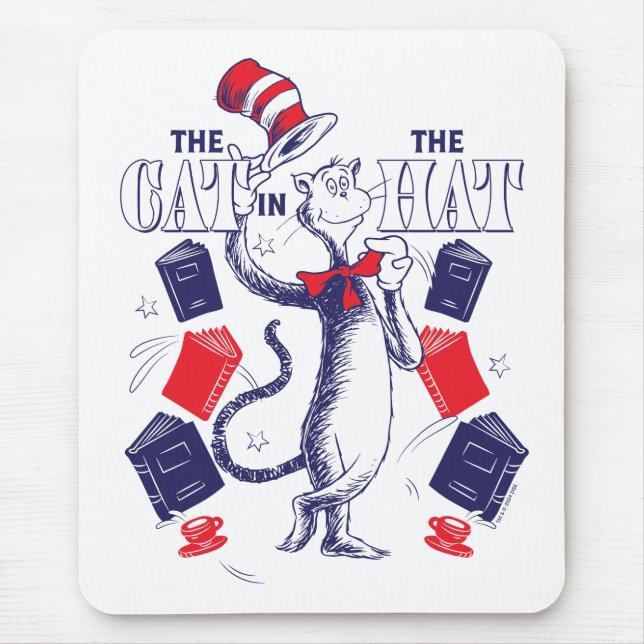 Tapis De Souris Chat dans le Casquette | Lecture de livres (Devant)