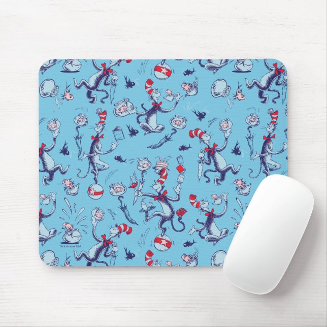 Tapis De Souris Chat Dans Le Casquette | Motif bleu (Avec souris)