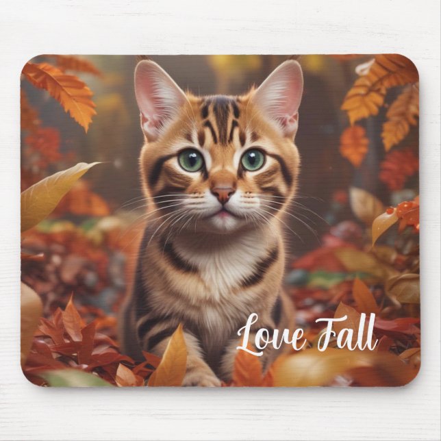 Tapis De Souris Chat d'automne (Devant)