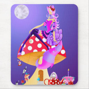 Tapis De Souris Chat de Cheshire sur champignon merveilleux