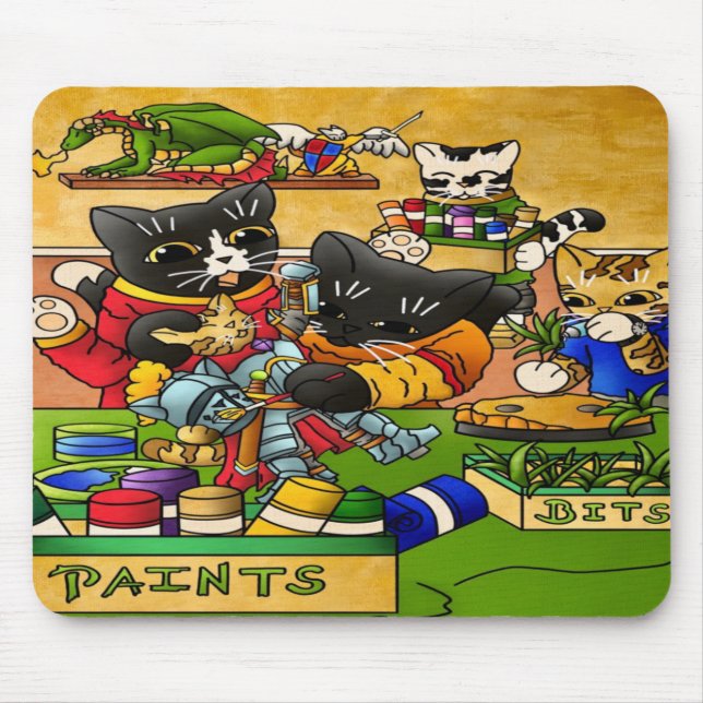 Tapis De Souris Chat de chevalier miniature modèle de peinture cha (Devant)