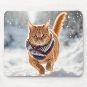 Tapis De Souris Chat De Gingembre À Neige