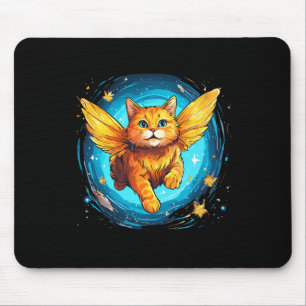 Tapis De Souris Chat De Gingembre Orange Avec Ailes De Papillon Da
