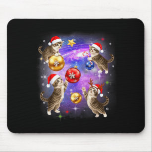 Tapis De Souris Chat de Noël dans l'espace Meowy Xmas Ornements Ki