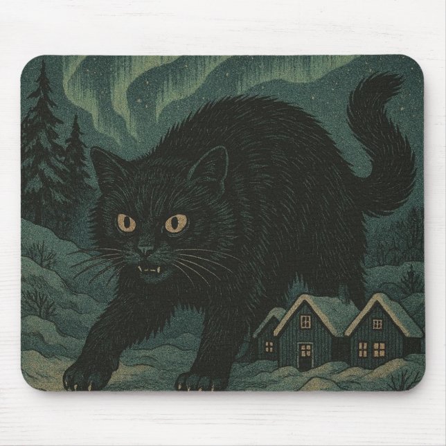Tapis De Souris Chat de Noël islandais Yule (Devant)