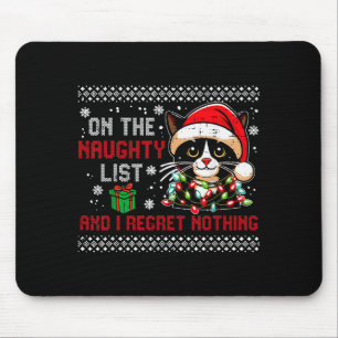 Tapis De Souris Chat de Noël Liste Vilain Regrette Rien Laid Xma