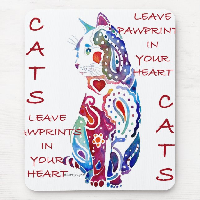 Tapis De Souris Chat de Paisley dans bleu et pourpre (Devant)