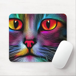 Tapis De Souris Chat de peinture coloré Abstrait