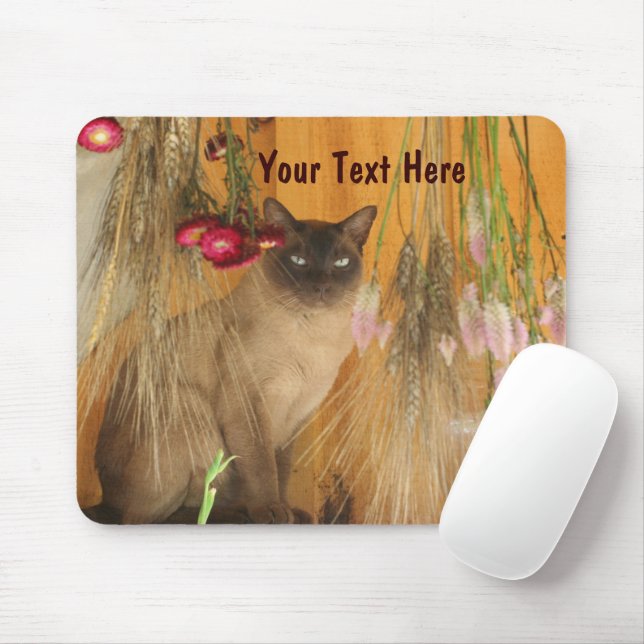 Tapis De Souris Chat de Siamese Poser de la photographie d'animal  (Avec souris)