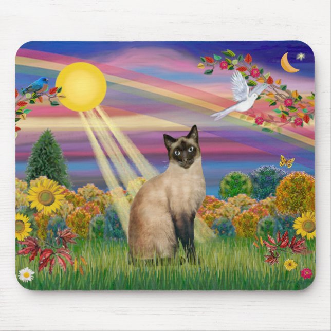 Tapis De Souris Chat de Siamese - Soleil d'automne (Devant)