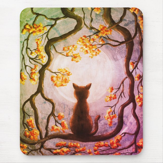 Tapis De Souris Chat de Whimsical dans l'art de peinture de Pleine (Devant)