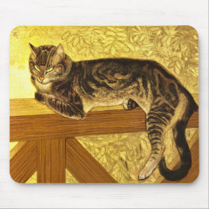 Tapis De Souris Chat d'été sur une balustrade par Theophile Steinl