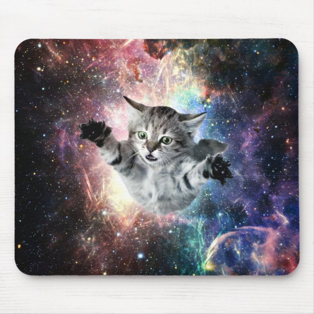 Tapis De Souris Chat drôle dans l'espace (Devant)