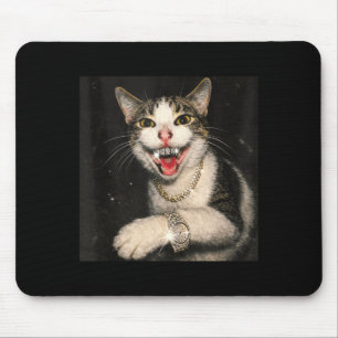 Tapis De Souris Chat drôle de goutte Mème Hip Hop Bling Gangster K