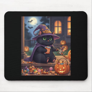 Tapis De Souris Chat Drôle Et Souris Mignonne Halloween Citrouille