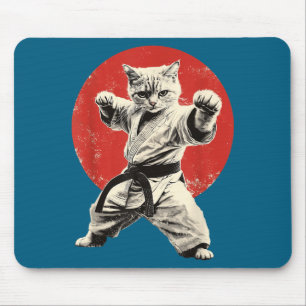 Tapis De Souris Chat drôle graphique karaté judo Japon japonais