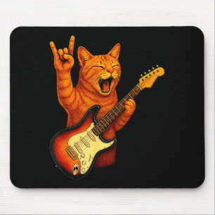 Tapis De Souris Chat Drôle Jouant de la Guitare Rock And Roll Cade