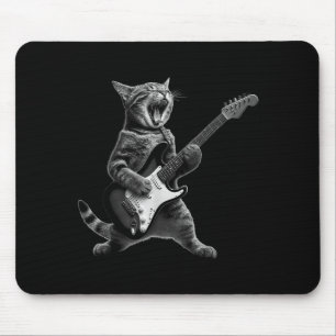 Tapis De Souris Chat Drôle Jouant Du Rock And Roll Guitare Hommes