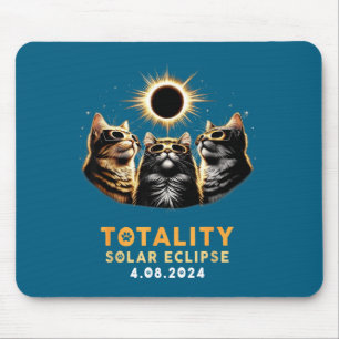 Tapis De Souris Chat drôle portant des lunettes d'éclipse solaire