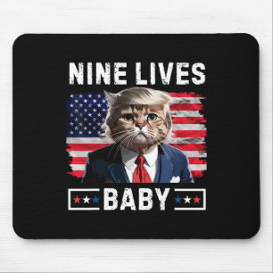 Tapis De Souris Chat Drôle Trump 9 Vies Par Drôle Vote Pour Trump