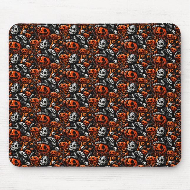 Tapis De Souris Chat éffrayant et Citrouille (Devant)