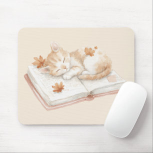 Tapis De Souris Chat endormi sur un livre