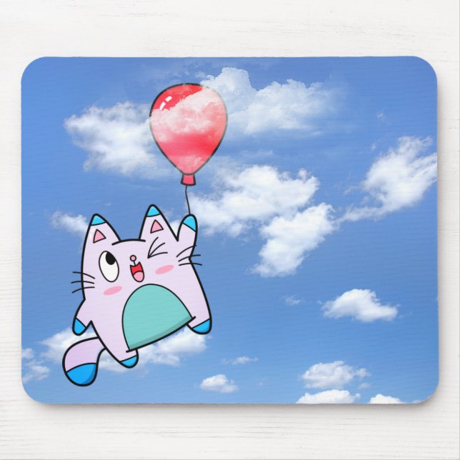 Tapis De Souris Chat Et Ballotte Rouge Dans Le Nuage (Devant)