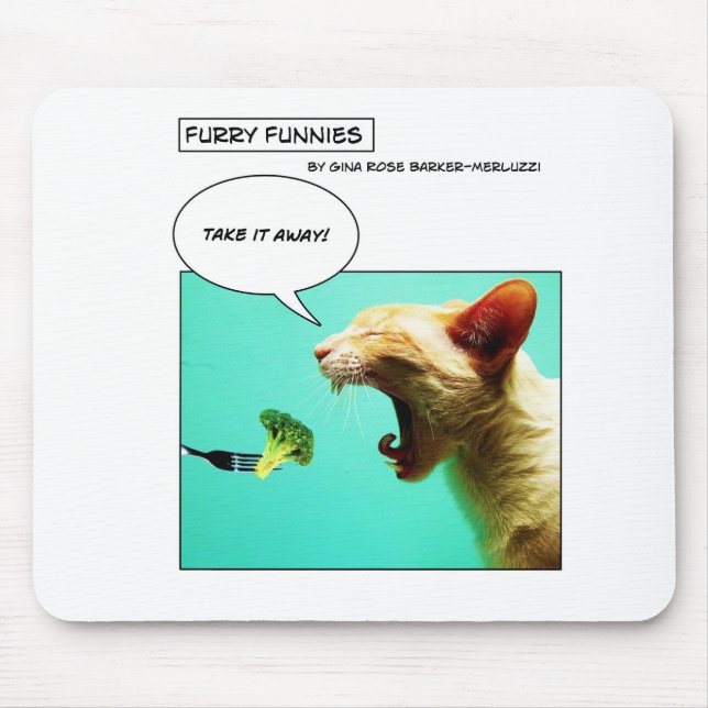 Tapis De Souris Chat et brocoli velus de ~ de Funnies (Devant)