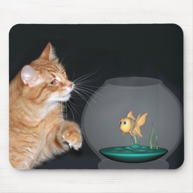 Tapis De Souris chat et poisson rouge (Devant)