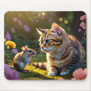 Tapis De Souris Chat et souris colorées avec Pad de souris à fleur