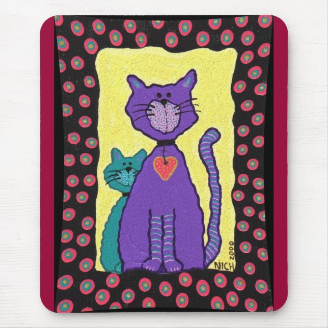 Tapis De Souris Chat génial pourpre et Kitty - mousepad (Devant)