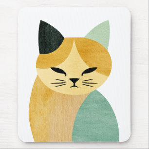 Tapis De Souris Chat géométrique minimaliste scandinave moderne
