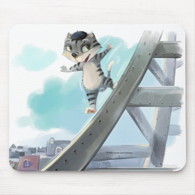 Tapis de souris Chat glisse sur la Tour Eiffel – P (Devant)