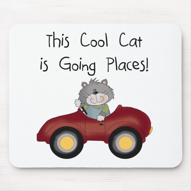 Tapis De Souris Chat Going Places Chemises rouges Voiture et cadea (Devant)