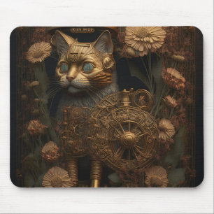 Tapis De Souris Chat gothique en or Steampunk