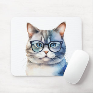 Tapis De Souris Chat gris d'aquarelle douce