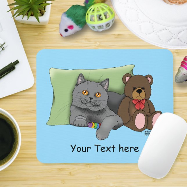 Tapis De Souris Chat gris ours en peluche (Créateur téléchargé)