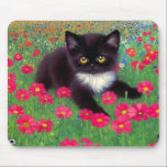 Tapis De Souris Chat Gustav Klimt Tuxedo<br><div class="desc">Mouse Pad avec un chat tuxedo Gustav Klimt ! Cette adorable petite chatte noire et blanche est installée dans un champ de fleurs rouges,  bleues,  blanches et oranges. Un cadeau génial pour les amateurs d'art amoureux des chats et autrichiens !</div>