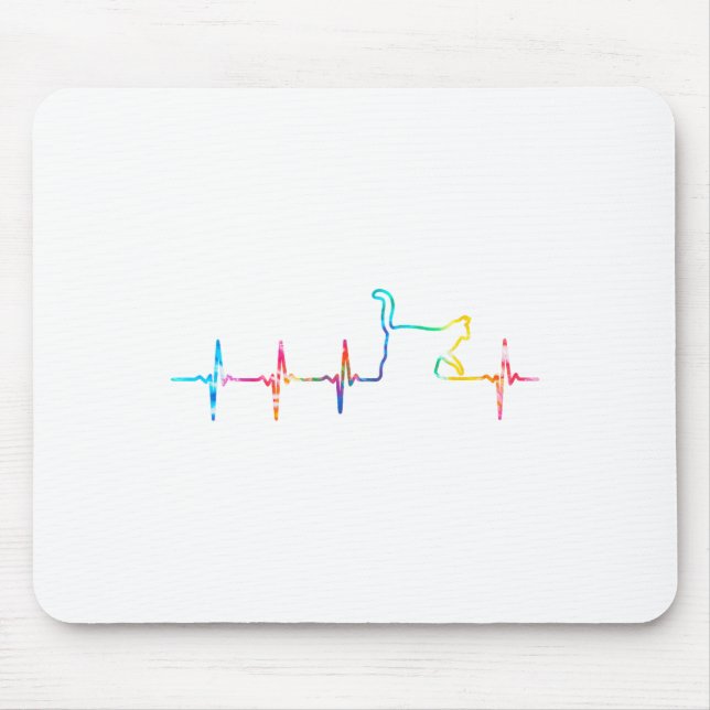 Tapis De Souris Chat Heartbeat Amoureux des chats mignon Animal Ti (Devant)